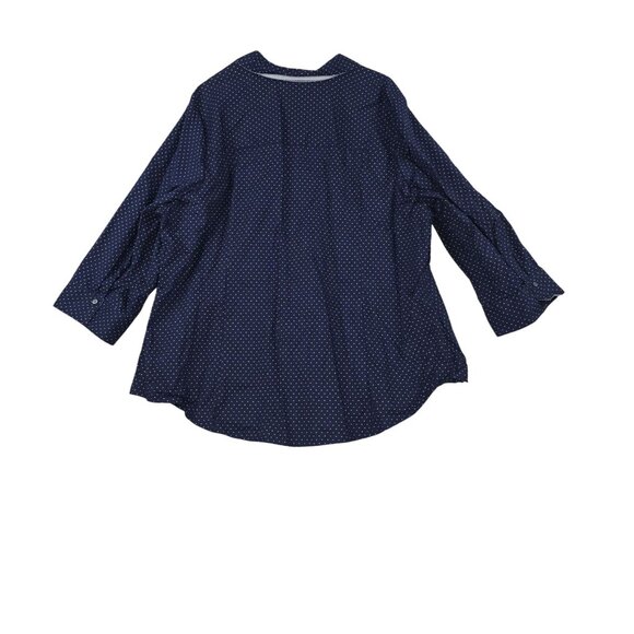 Lane Bryant Womens Button Down Navy Polka Dot Shirt Size 26 Cotton Blend - Picture 2 of 7